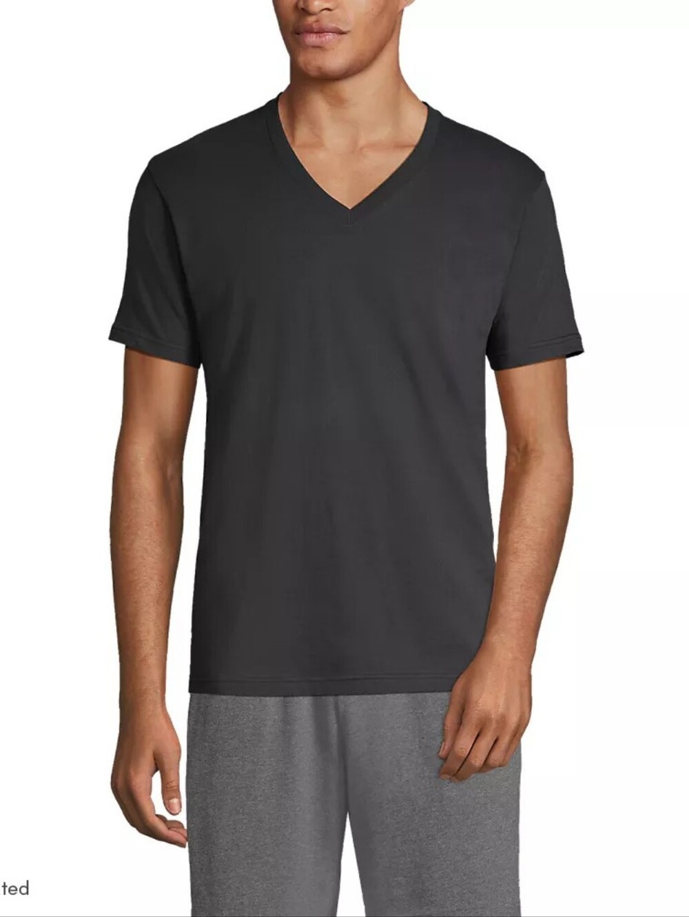 Mens Supersoft V-Neck Tee - Size 2XL Black 🆕 Land's End 🔥